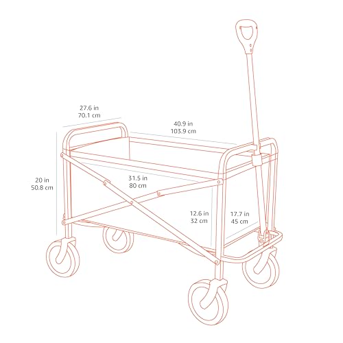 Amazon Basics Collapsible Folding Heavy Duty Utility Wagon for Outdoor Sports, 265 pounds Weight Capacity, Camping, Garden, and Shopping, 27.6 x 40.9 x 20 inches, Gray