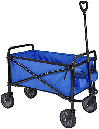 Amazon Basics Collapsible Folding Heavy Duty Utility Wagon for Outdoor Sports, 265 pounds Weight Capacity, Camping, Garden, and Shopping, 27.6 x 40.9 x 20 inches, Blue