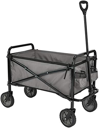 Amazon Basics Collapsible Heavy Duty Utility Wagon for Outdoor Sports, Camping, Garden, and Shopping, 265 Pounds Capacity, 27.6 x 40.9 x 20 inches, Gray