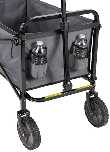 Amazon Basics Collapsible Heavy Duty Utility Wagon for Outdoor Sports, Camping, Garden, and Shopping, 265 Pounds Capacity, 27.6 x 40.9 x 20 inches, Gray view 3