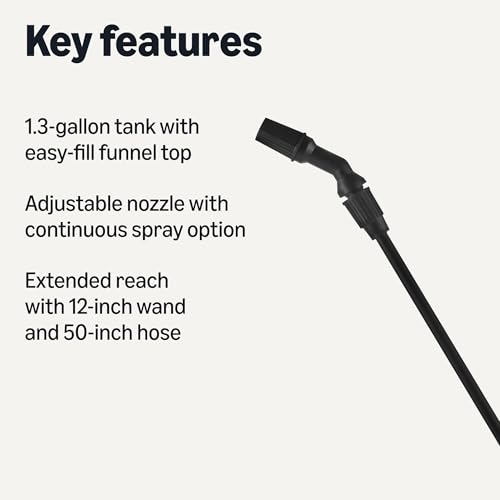 Amazon Basics Garden Sprayer for Gardens and Flower Beds, 1.3 Gallon (5L) Capacity with Extension Wand view 2
