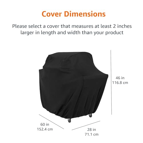 Amazon Basics Gas Grill Barbecue Cover for Outdoor, Waterproof, Anti-UV, Durable Heavy Duty, 60 inch, Medium, Black