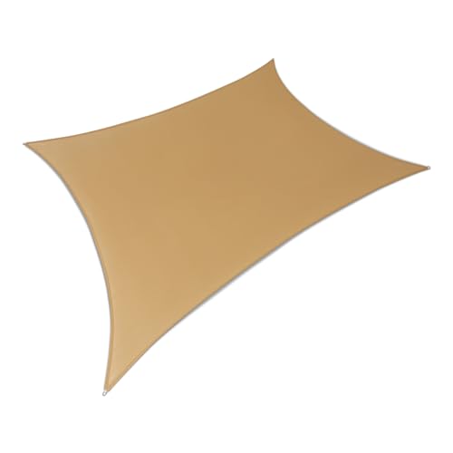 Amazon Basics Outdoor Patio Sun Shade Sail with UV Block, Blocks Harmful UV Rays, Stainless Steel D-Rings for Secure Installation and Stability, Provides Ample Shade, 10' x 13' ft, Sand