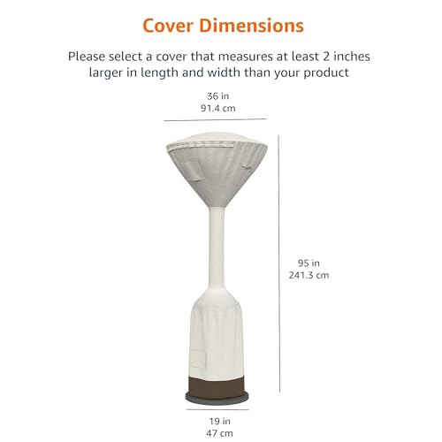 Amazon Basics Outdoor Wind-Resistant Patio Heater Cover, Water-Resistant, Snow-Resistant, Weather Resistant, Easy to Put On, Tan, 36" x 18.5" x 95" view 2
