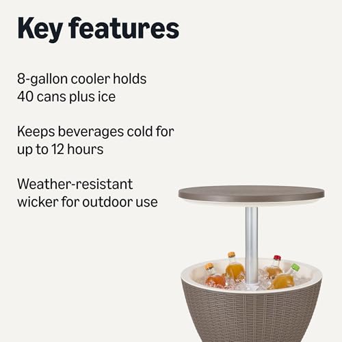 Amazon Basics - Patio Bar Table with 8 Gallon Cooler, Wicker Style view 3