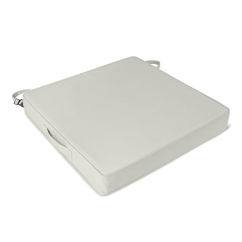 Amazon Basics Patio Chair Cushion, 22x22x3 inch, Beige, Water Resistant, 2-Pack