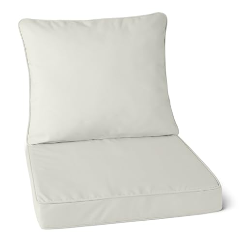 Amazon Basics Patio Chair Cushion with Back, 22x22x3 inches, Beige, 1-Pack