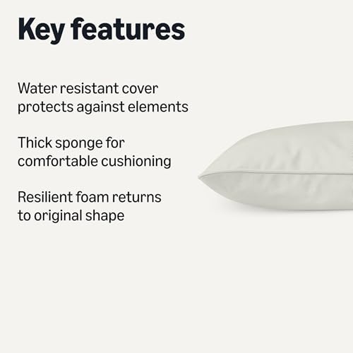 Amazon Basics Patio Chair Cushion with Back, 22x22x3 inches, Beige, 1-Pack view 2