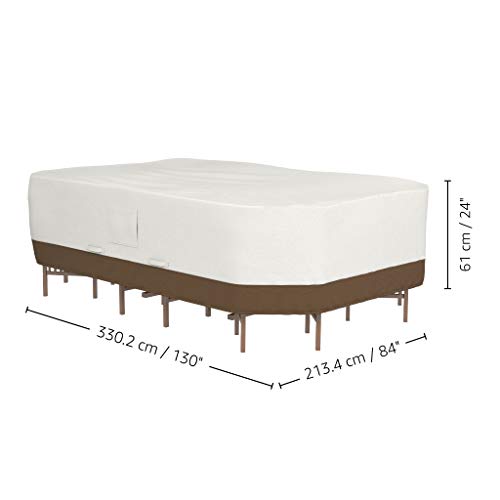 Amazon Basics Patio Cover, Outdoor Furniture Cover, Waterproof, Anti-UV, X-Large, Durable, Beige/Tan, 130"x84"
