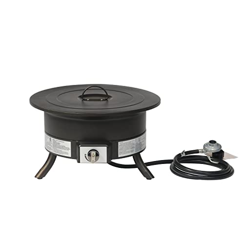 Amazon Basics Portable Propane Fire Pit, 19 inch Round Gas for Patio, 55,000 BTU Carry Strap