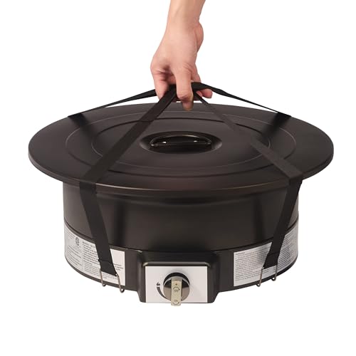 Amazon Basics Portable Propane Fire Pit, 19 inch Round Gas for Patio, 55,000 BTU Carry Strap