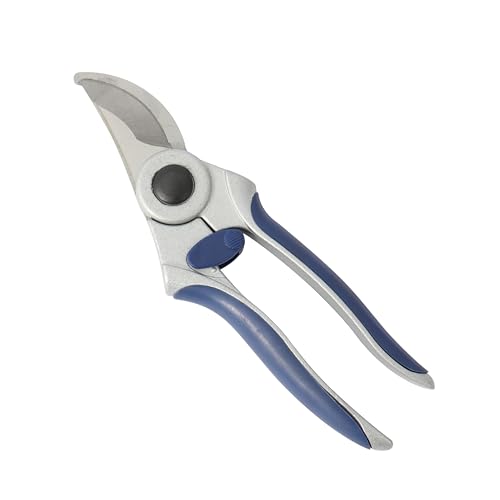 Amazon Basics Professional Hand Pruners, Pruning Shears for gardening, 7-inch Steel Bypass Garden Scissors, Blue