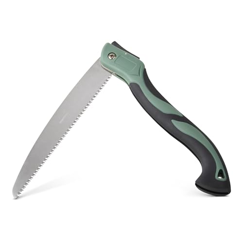 Amazon Basics Pruning Saw with 3-Sided Teeth, 10" Folding Blade, Hand Saws for Tree Trimming and Wood Cutting