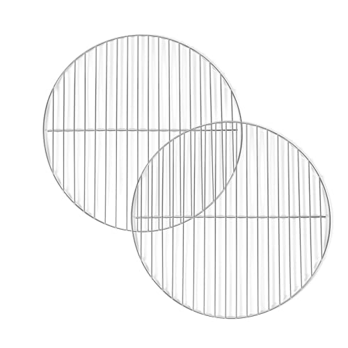 Amazon Basics Replacement Cooking Grate for 16 Inch Charcoal Grill, Round Chromed Iron Steel Grilling Rack Grid, 14.7 inch, 2-Pack, Silver