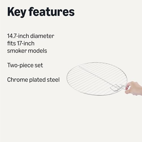 Amazon Basics Replacement Cooking Grate for 16 Inch Charcoal Grill, Round Chromed Iron Steel Grilling Rack Grid, 14.7 inch, 2-Pack, Silver view 2