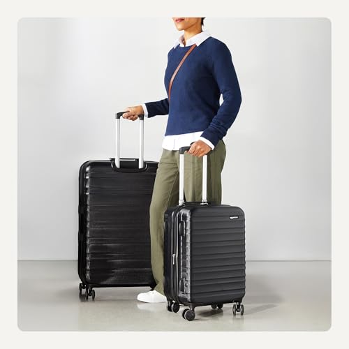 Amazon Basics 2-Piece Hardside Luggage Set (21" Carry-on, 30"), Expandable Suitcases with Spinner Wheels, Scratch-Resistant Surface, Black view 3