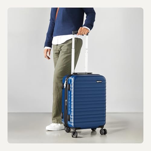Amazon Basics 21" Hardside Carry-On Luggage with Multi-directional Wheels, Expandable for Up to 25% More Space, Scratch-Resistant Surface, Organized Interior, Navy Blue view 3