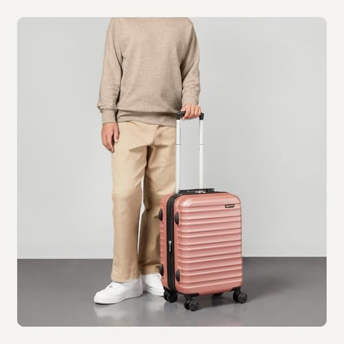 Amazon Basics 21" Hardside Carry-On Luggage with Multi-directional Wheels, Expandable for Up to 25% More Space, Scratch-Resistant Surface, Rose Gold view 3