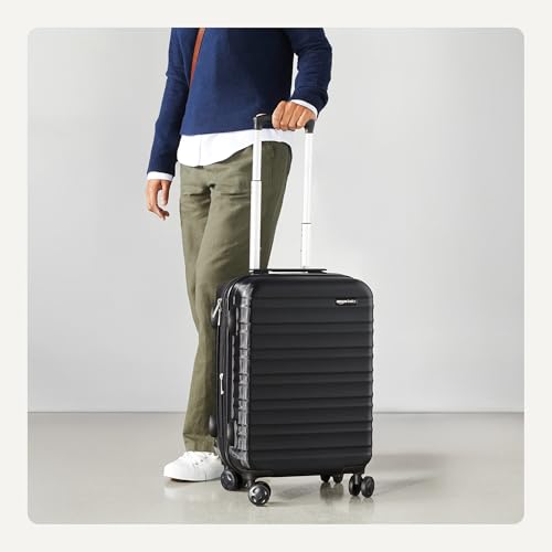 Amazon Basics 21" Hardside Carry-On Luggage with Spinner Wheels, Expandable for Up to 25% More Space, Scratch-Resistant Hard Shell, Telescoping Handle, Black view 3