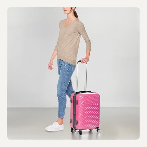Amazon Basics 21" Hardside Carry-On Luggage with TSA Lock, Hardshell Suitcase With Wheels, Expandable For 25% More Capacity, With Scratch-Resistant Geometric Surface, 4 Multi-directional Wheels, Pink