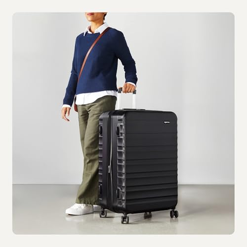 Amazon Basics 30" Hardside Large Checked Luggage, Hardshell Suitcase With Wheels, Expandable For Up to 15% More Space, With Scratch-Resistant Surface, Four Multi-directional Wheels, Black