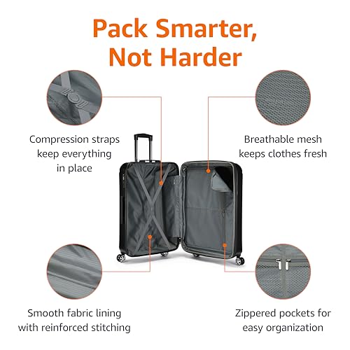 Amazon Basics 30-Inch Hardside Checked Luggage With TSA Lock, Hardshell Suitcase With Wheels, Expandable For Up to 12.5% More Space, With Scratch-Resistant Surface, 8 Multi-directional Wheels, Black