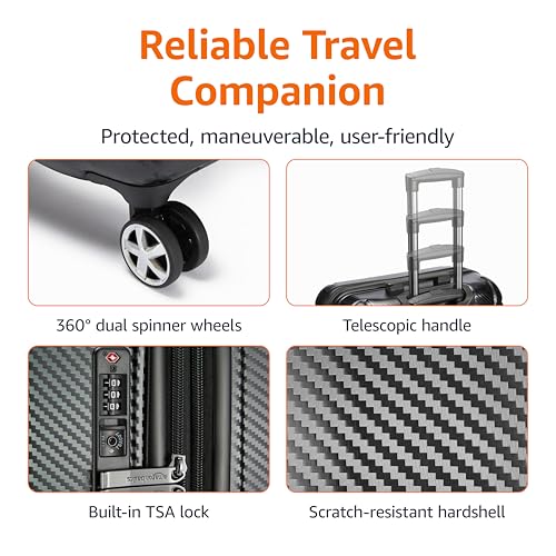 Amazon Basics 30-Inch Hardside Checked Spinner Luggage With TSA Lock, Lightweight Expandable Suitcase, Scratch-Resistant Surface, 8 Multi-directional Wheels, Black view 2