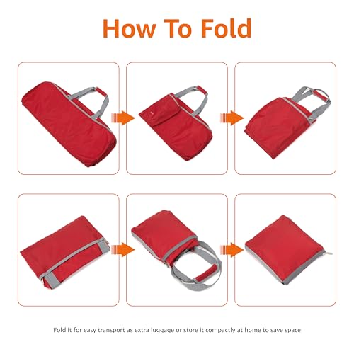 Amazon Basics 32" Extra Large Foldable Duffle Bag for Travel & Storage, with Exterior/Interior Zippered Pockets, Lightweight/Durable Nylon Material, 50-LBS Capacity, 9254 Cubic Inch (150L), Red