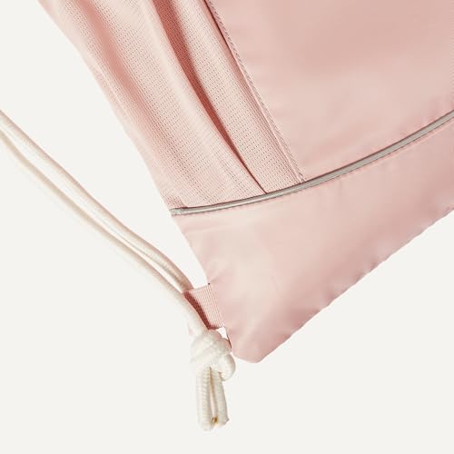 Amazon Basics Drawstring Lightweight Gym Bag Soccer Backpack with Zipper Pouch, Mesh Side Pockets for Water Bottle, Large, Pink view 3