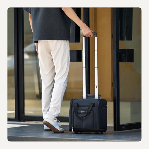 Amazon Basics Underseat Carry-On Luggage with Wheels and Handle, 14" Rolling Travel Bag, Fits Under the Seat, Black view 3