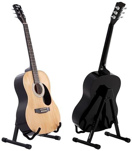 Amazon Basics Adjustable Folding Guitar Stand, A-shape, Fully Assembled - For School Music Program, Concerts & Multiple Users, Black, 8.66 x 15.16 x 3.74 inches