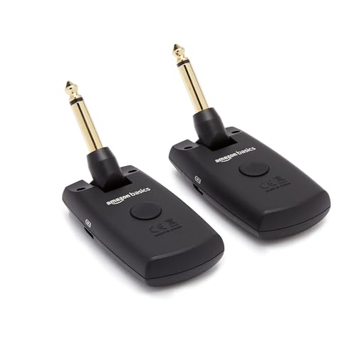 Amazon Basics Rechargeable Digital Wireless Guitar System, 2.4GHz Transmitter/Receiver for Electric Instruments, 100 ft Range, Low Latency, 24bit/44.1kHz, Rotatable Plug, Black view 3
