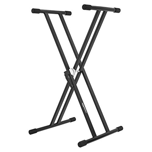 Amazon Basics Sturdy Keyboard and Piano Stand, Heavy-Duty Adjustable, Height-Adaptive X-Shape Design, Black