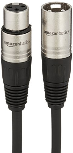 Amazon Basics XLR Male to Female Microphone Cable for Speaker or PA System, All Copper Conductors, 6MM PVC Jacket, 6 Foot, Black