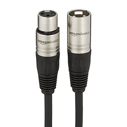 Amazon Basics XLR Microphone Cable for Speaker or PA System, All Copper Conductors, 6MM PVC Jacket, 25 Foot, Black