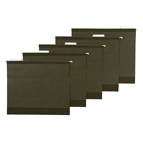 Amazon Basic Hanging File Folders, Letter Size, Standard Green, 1/5-Cut Adjustable Tabs, 25 Per Box (81602), Standard Green - 1/5 Tabs