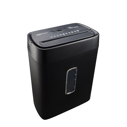 Amazon Basics 12-Sheet Cross-Cut Paper and Credit Card Shredder with Overheat Protection, Black (New Model)
