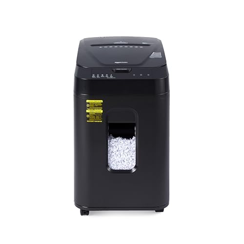 Amazon Basics 150-Sheet Autofeed Micro-Cut Paper and Credit Card Shredder, High Security Level P-4 with 8.5-Gallon Bin, 60-Minute Continuous Run Time, Black view 2