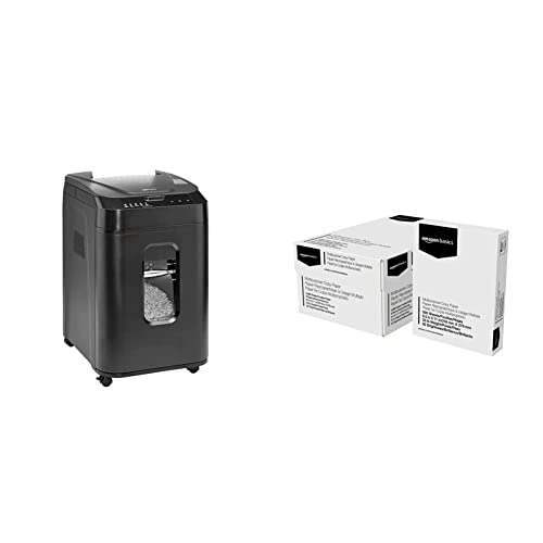 Amazon Basics 150-Sheet Autofeed Micro-Cut Paper Shredder & Multipurpose Copy Printer Paper, 8.5 x 11 Inch 20Lb Paper - 8 Ream Case (4,000 Sheets), 92 GE Bright White
