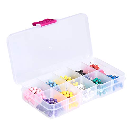 Amazon Basics 1/8-Inch Push Pins Map Tacks 10 Colors (Each Color 60 PCS) - 600-Pack