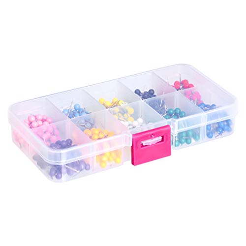 Amazon Basics 1/8-Inch Push Pins Map Tacks 10 Colors (Each Color 60 PCS) - 600-Pack