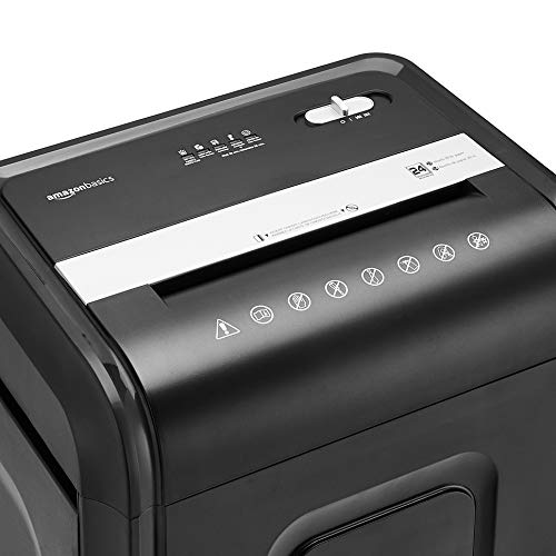 Amazon Basics 24-Sheet Cross Cut High Security Paper Shredder for Home Use, P-4 Security, CD and Credit Card Document Shredder with Pullout Basket, Black view 2