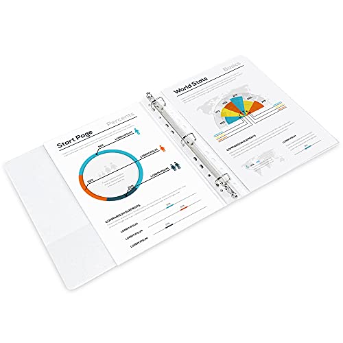 Amazon Basics 3 Ring Binder, 1 Inch D-Ring, Clear Overlay, Pockets for Storage and Organization, White, 4 Pack view 3