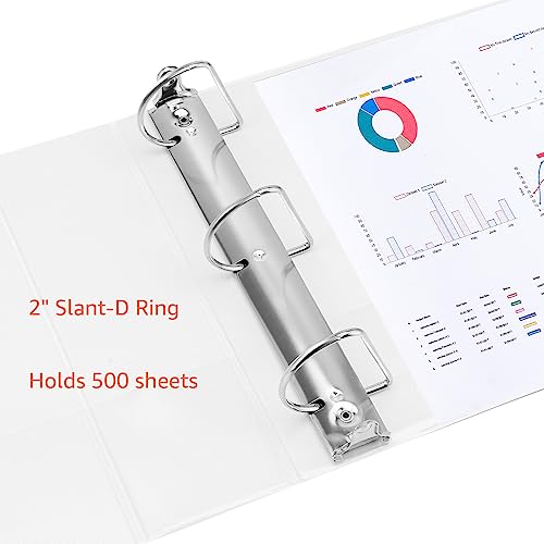 Amazon Basics 3 Ring Binders, 2 Inch, D-Ring Organizer for School, Home Office, White, 4 Pack view 2