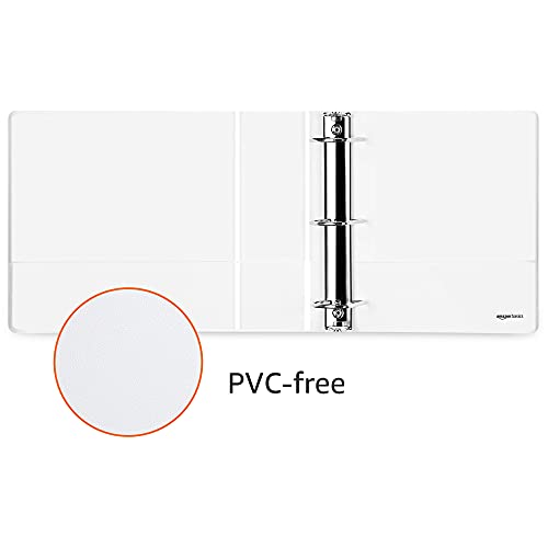 Amazon Basics 3 Ring Binders, 3 Inch D-Ring Organizer for School, Home Office, Paper Storage, White, 2 Pack view 3