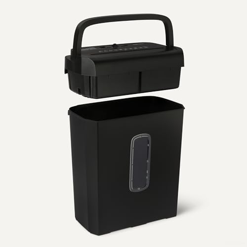 Amazon Basics 6-Sheet High Security Cross-Cut Paper and Credit Card Shredder, 3.7 Gallon, Shreds Staples, Auto Shut-Off, Compact Design for Home, Black view 3