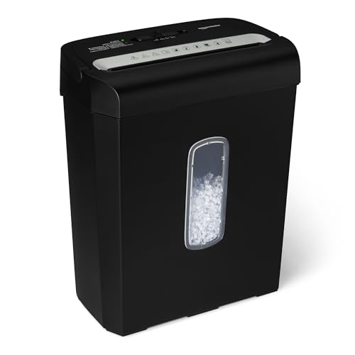 Amazon Basics 6-Sheet High Security Micro Cut Paper and Credit Card Shredder, 3.7 Gallon, Handles Staples, Compact Design for Home, Black