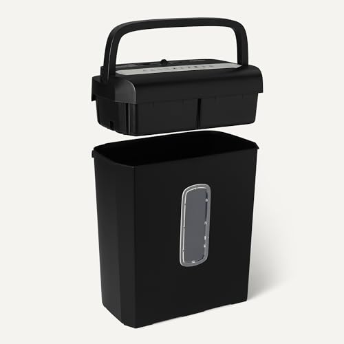 Amazon Basics 6-Sheet High Security Micro Cut Paper and Credit Card Shredder, 3.7 Gallon, Handles Staples, Compact Design for Home, Black view 3