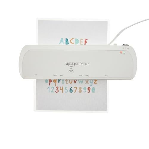 Amazon Basics 9-Inch Thermal Laminator Machine with Quick Warm-Up, 2 Heat Settings, Jam Release for Documents and Photos, White view 2