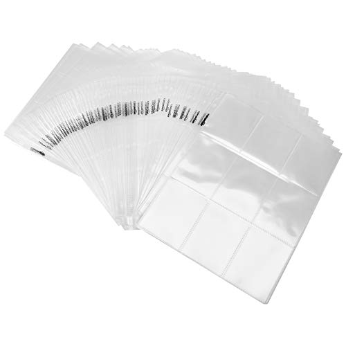 Amazon Basics 9-Sleeve Trading Card Protectors Binder Sheet for Storage and Protection, Top Loading, Transparent, 100-Pack view 3